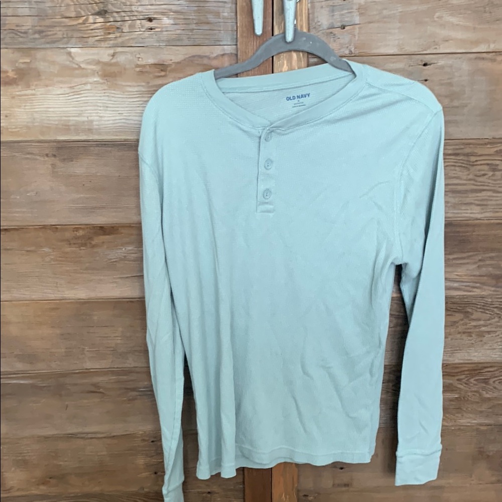 Old Navy Men's Light Blue Henley Shirt